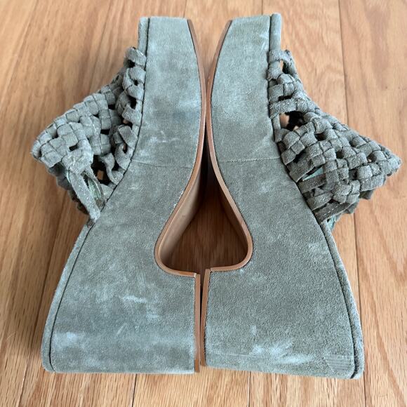 Zara sz 7 green chuncky‎ platform heeled woven slide sandals - Picture 3 of 9